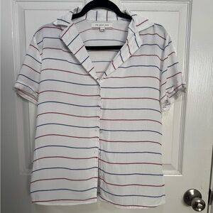 White Striped Button-Up Shirt by The Good Jane 🤍